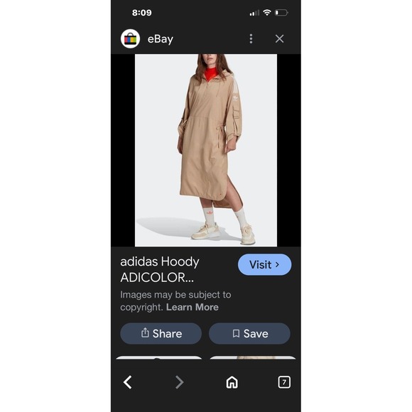 Adidas Parley Windbreaker Dress Beige Drawstring Hooded Athleisure Womens M - Picture 11 of 14